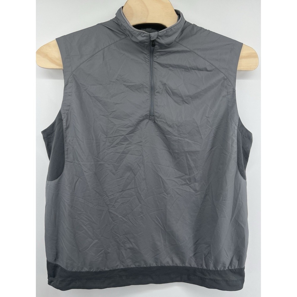 Nike Golf Fit Storm Windbreaker Vest Gray Black XL Nylon Colorblock 1/4 Zip